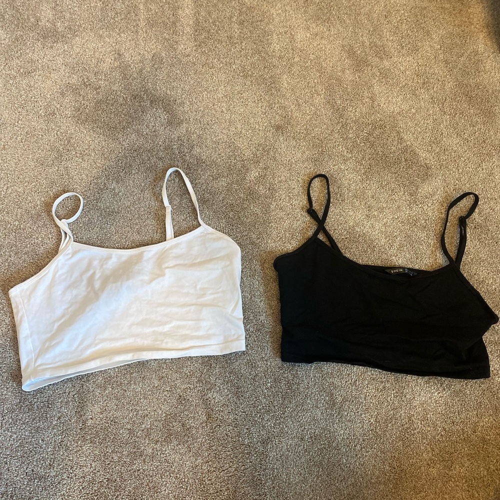 Shein black and white cropped tank tops